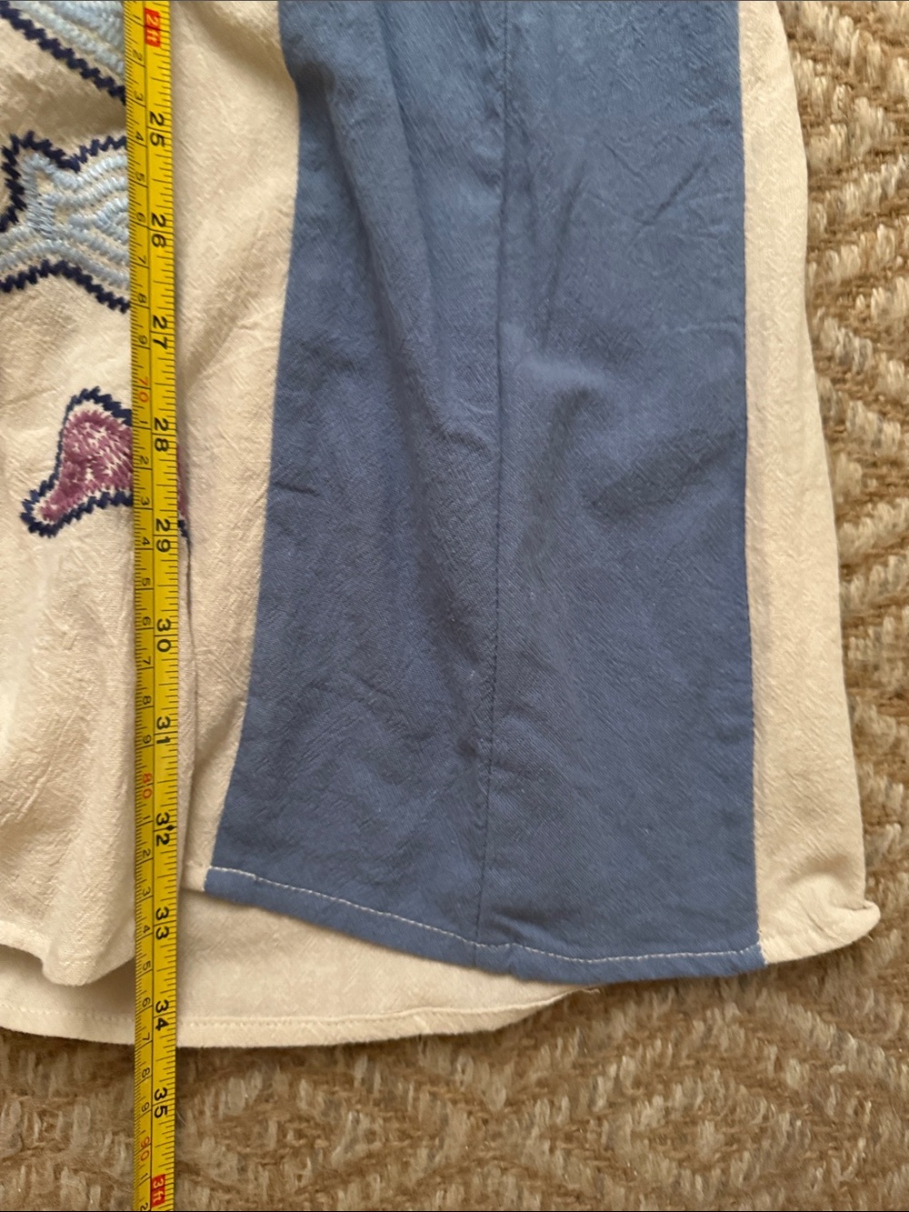 Umgee Cream Tunic Dress with Blue Floral Embroidery - Picture 14 of 14